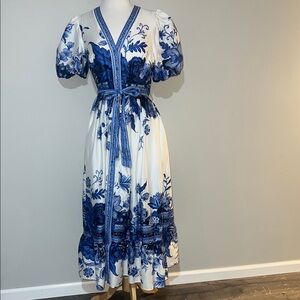 Floral Blue and White Dress